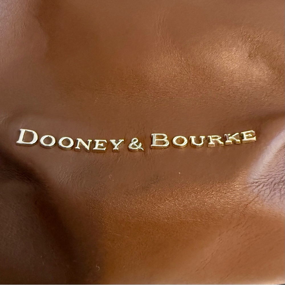 Dooney & Bourke Pebble Grain Satchel Bag in Smooth Brown Leather, Gold Accents - Picture 2 of 13
